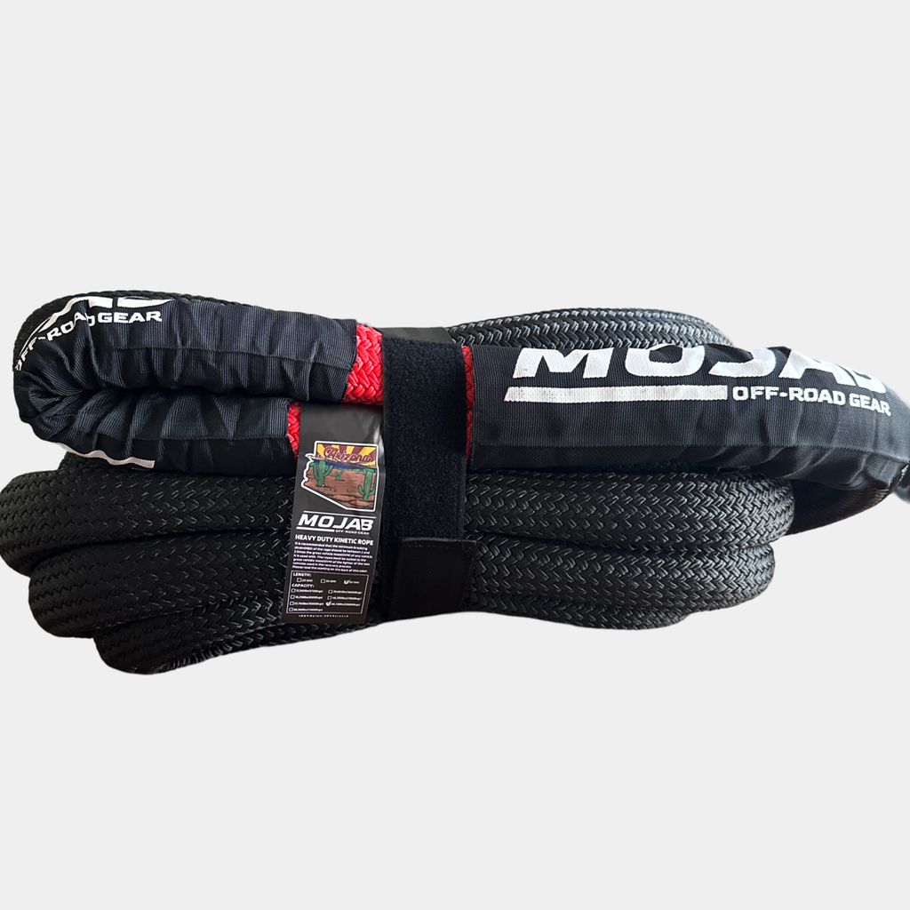 Image of the 1 1/2” x 30' Kinetic rope laid out flat, showing the premium-grade nylon fiber material and its features.