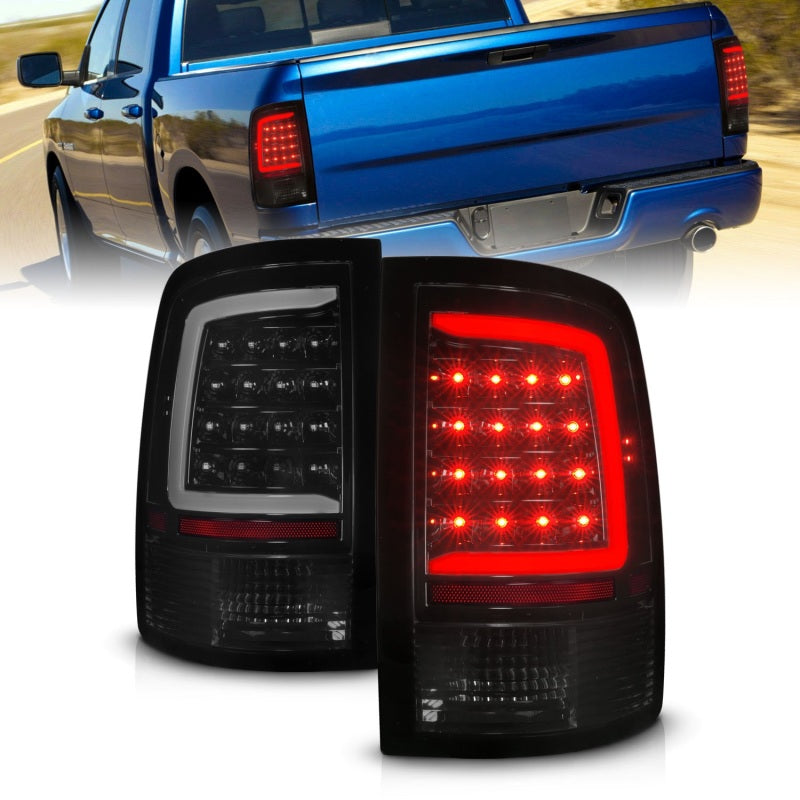 ANZO 09-18 Dodge Ram 1500 Full LED Tailights w/ Sequential Black Housing/Smoke Lens