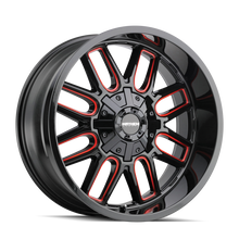 Load image into Gallery viewer, Mayhem 8107 Cogent 20x10 / 6x135 BP / -19mm Offset / 106mm Hub Black w/ Prism Red Wheel