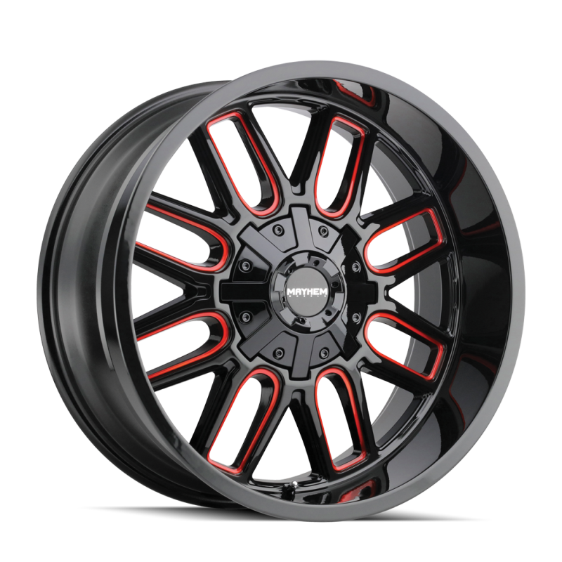 Mayhem 8107 Cogent 20x9 / 5x127 BP / 0mm Offset / 87.1mm Hub Black w/ Prism Red Wheel