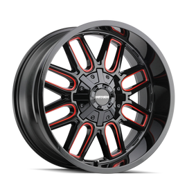 Mayhem 8107 Cogent 20x10 / 5x127 BP / -19mm Offset / 87.1mm Hub Black w/ Prism Red Wheel
