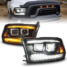 Load image into Gallery viewer, ANZO 09-18 Dodge Ram 1500/2500/3500 Full LED Proj Headlights w/Switchback Light Bar - Black