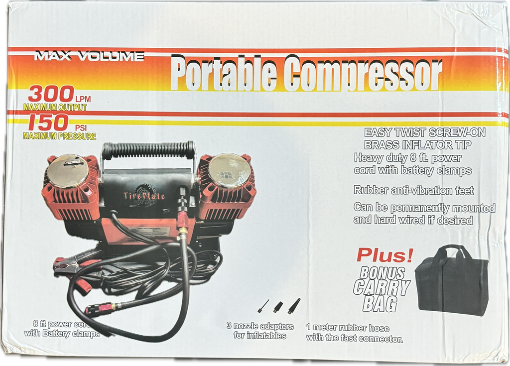 Combo Pac 300LPM 12V Twin Cylinder Heavy Duty Offroad, Overland Air Compressor