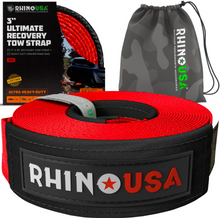 Load image into Gallery viewer, Rhino USA Ultimate Recovery Tow Strap 3In X 20Ft - Red