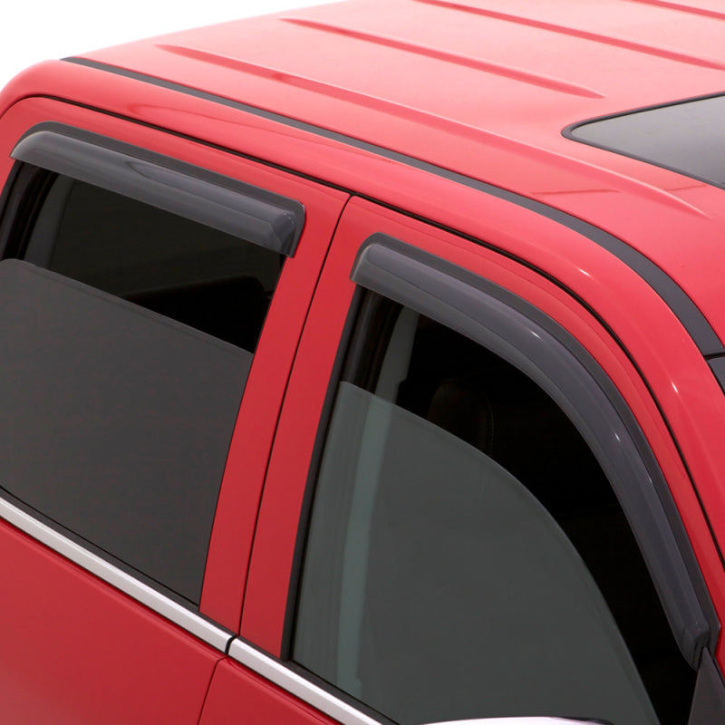 AVS Ventvisor smoke outside mount window deflectors installed on 2007-2021 Toyota Tundra Double Cab, 4-piece set
