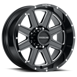 Raceline 940M Hostage 20x9in / 8x180 BP / 12mm Offset / 124.2mm Bore - Black & Milled Wheel