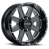 Raceline 940M Hostage 18x9in / 8x180 BP / 12mm Offset / 124.2mm Bore - Black & Milled Wheel