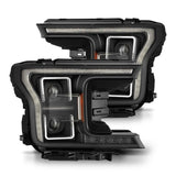 AlphaRex 18-21 Ford F150 PRO-Series Projector Headlights - Black w/DRL & Seq Signal