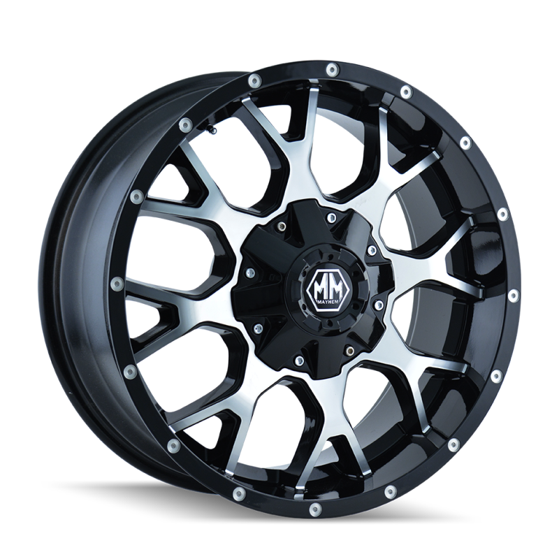 Mayhem 8015 Warrior 20x10 / 5x127 BP / -25mm Offset / 87mm Hub Black/Machined Face Wheel