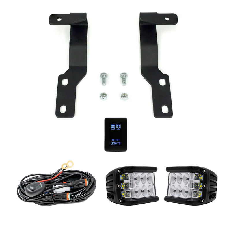 Cali Raised 05-15 Toyota Tacoma Low Prof Ditch Light Brackets Kit W/Cannon Pods No Switch