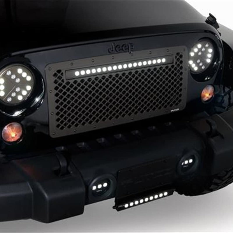 Putco 07-18 Jeep Wrangler Anodized Alum Lighted Boss Grille w/ 20in Luminix Light Bar (Cut to Fit)