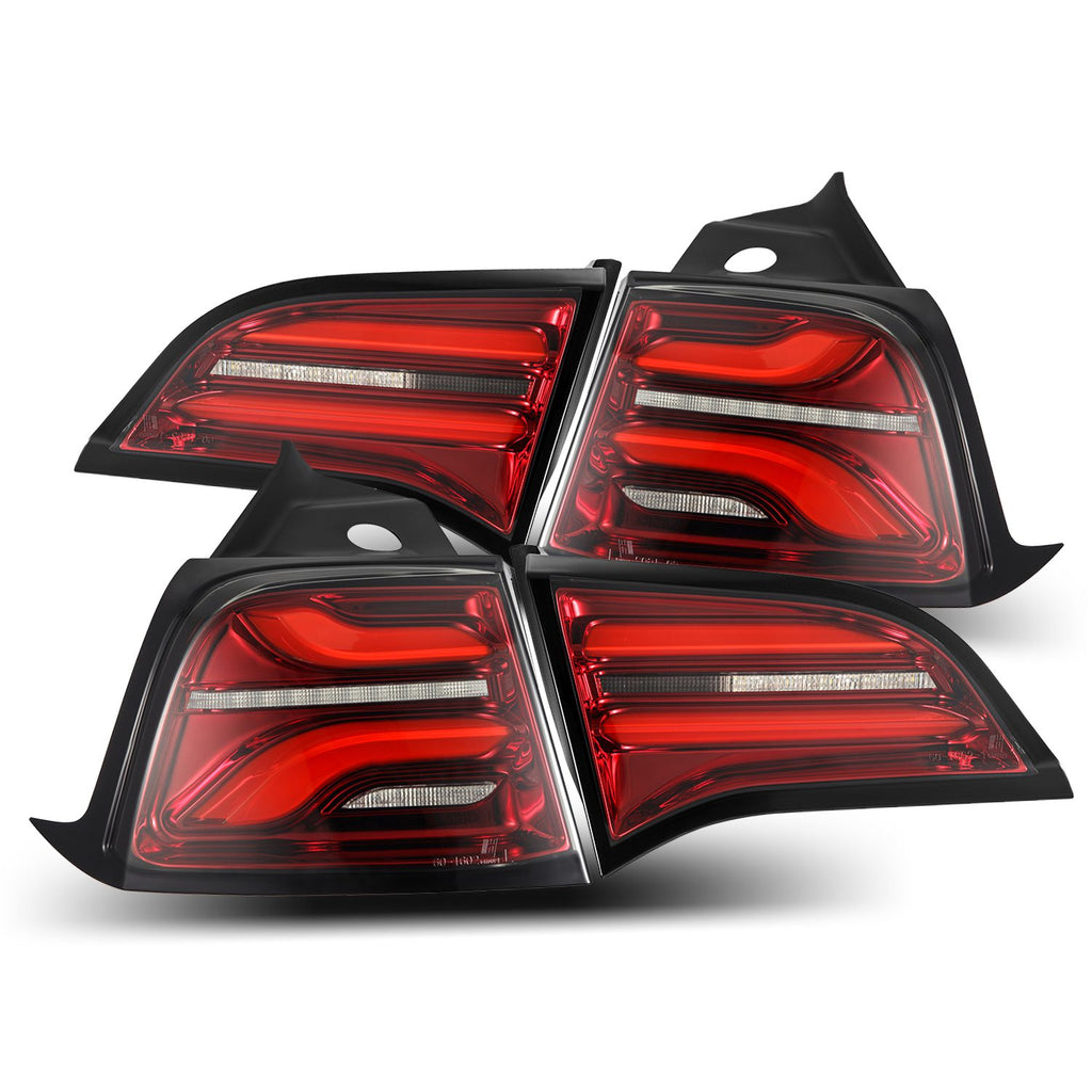 17-22 Tesla Model 3 / 20-22 Model Y (Without Stock Amber Turn Signal) PRO-Series LED Tail Lights Red Smoke