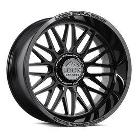 Lock Off-Road APEX gloss black one-piece aluminum wheel with deep-lip mesh design for lifted trucks and large-diameter applic