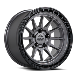 Lock Off-Road Baja 17-inch wheel in Matte Grey TACT-coated finish for off-road trucks and SUVs