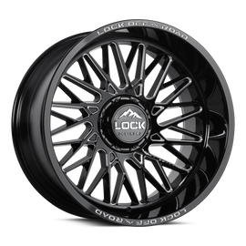 Lock Off-Road Bandit wheel in gloss black milled finish, deep lip cast construction for 5-, 6-, and 8-lug off-road applicatio