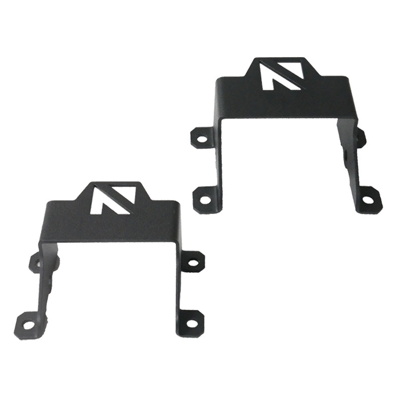 Comparison of Ford Bronco Quatro Fog Brackets for Gen 6 Plastic Bumper Models versus factory fog lights.