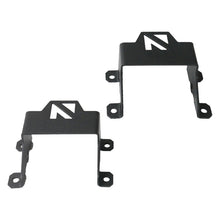 Load image into Gallery viewer, Comparison of Ford Bronco Quatro Fog Brackets for Gen 6 Plastic Bumper Models versus factory fog lights.