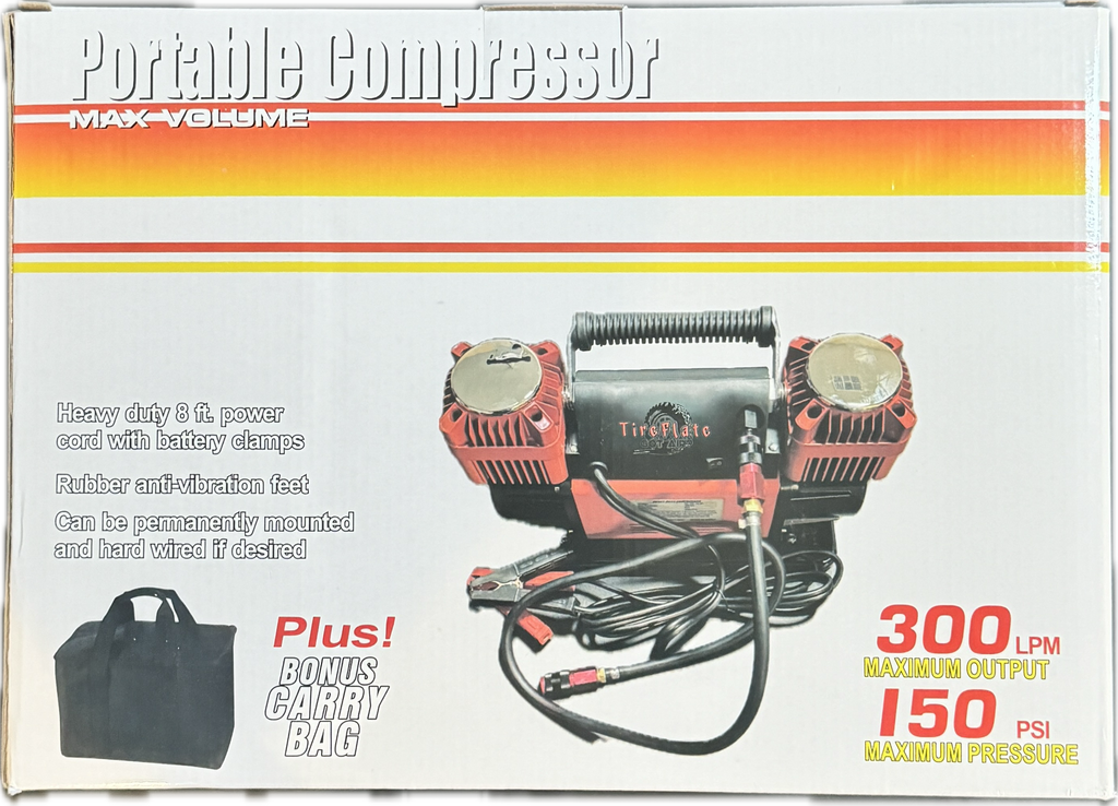 Combo Pac 300LPM 12V Twin Cylinder Heavy Duty Offroad, Overland Air Compressor