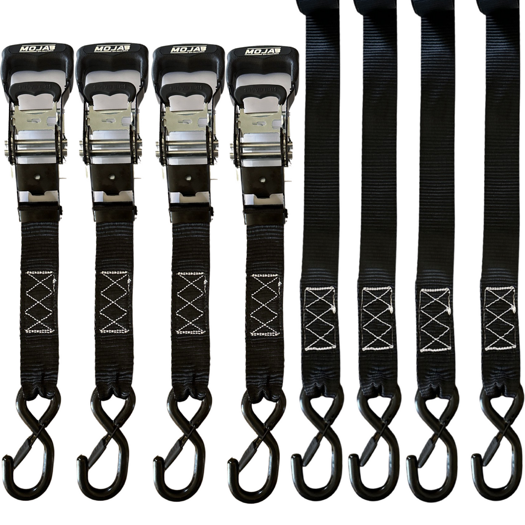 1.6" x 15' Ratchet Tie-Down Set  (Pack of 4) , Closed Hook (Lifetime Warranty)