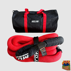 1 1/2” x 30' Kinetic rope with storage bag, featuring a high-tensile strength design, ideal for vehicle recovery operations with a lifetime warranty.