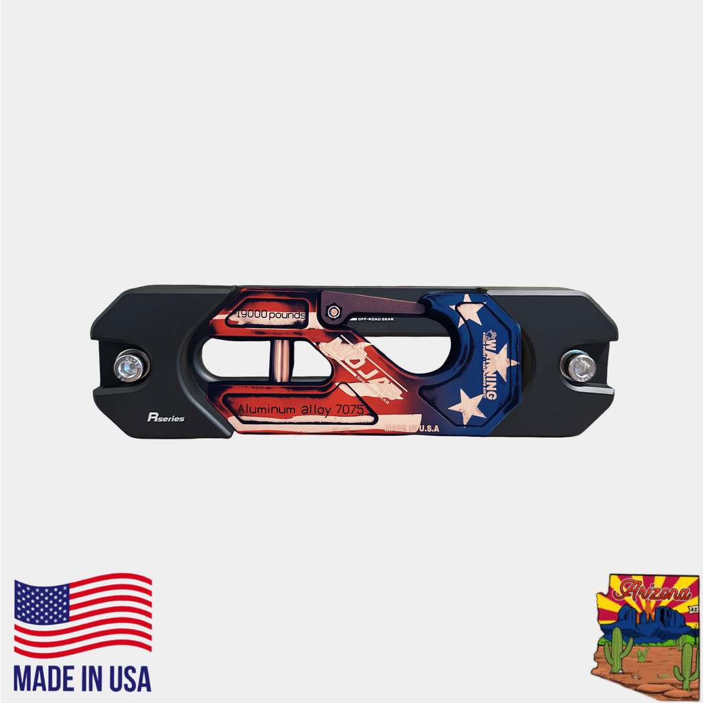 American Flag Aluminum Recessed Winch Shackle with Fairlead Kit, closed latch (LIFE TIME WARRANTY*)