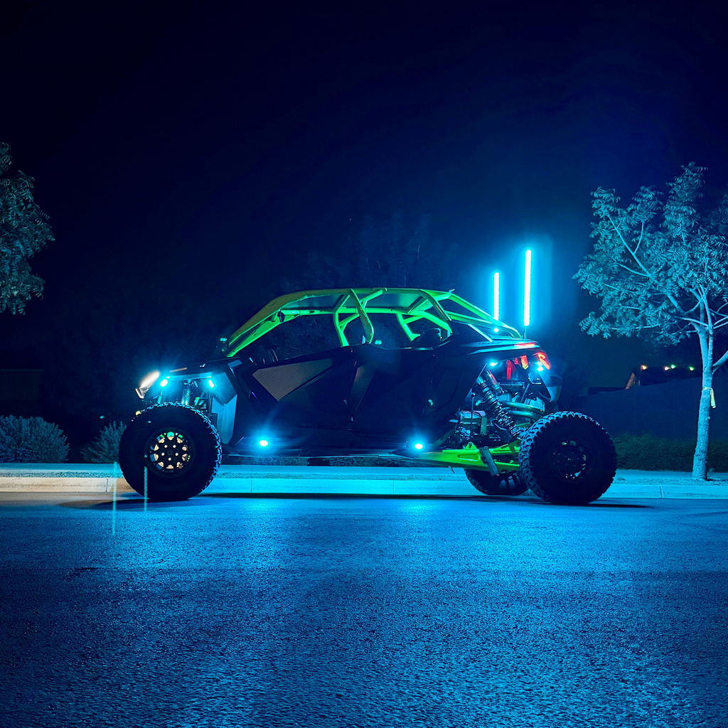 3FT Ultra Bright LED Whip glowing brightly at night for optimal visibility.
