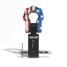 Load image into Gallery viewer, American Flag 2" Aluminum Hitch Receiver with Aluminum  9T D-Shackle – (Lifetime Warranty)