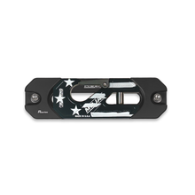 Load image into Gallery viewer, American Flag Black Edition Aluminum Recessed Winch Shackle with Fairlead. (LIFE TIME WARRANTY*)