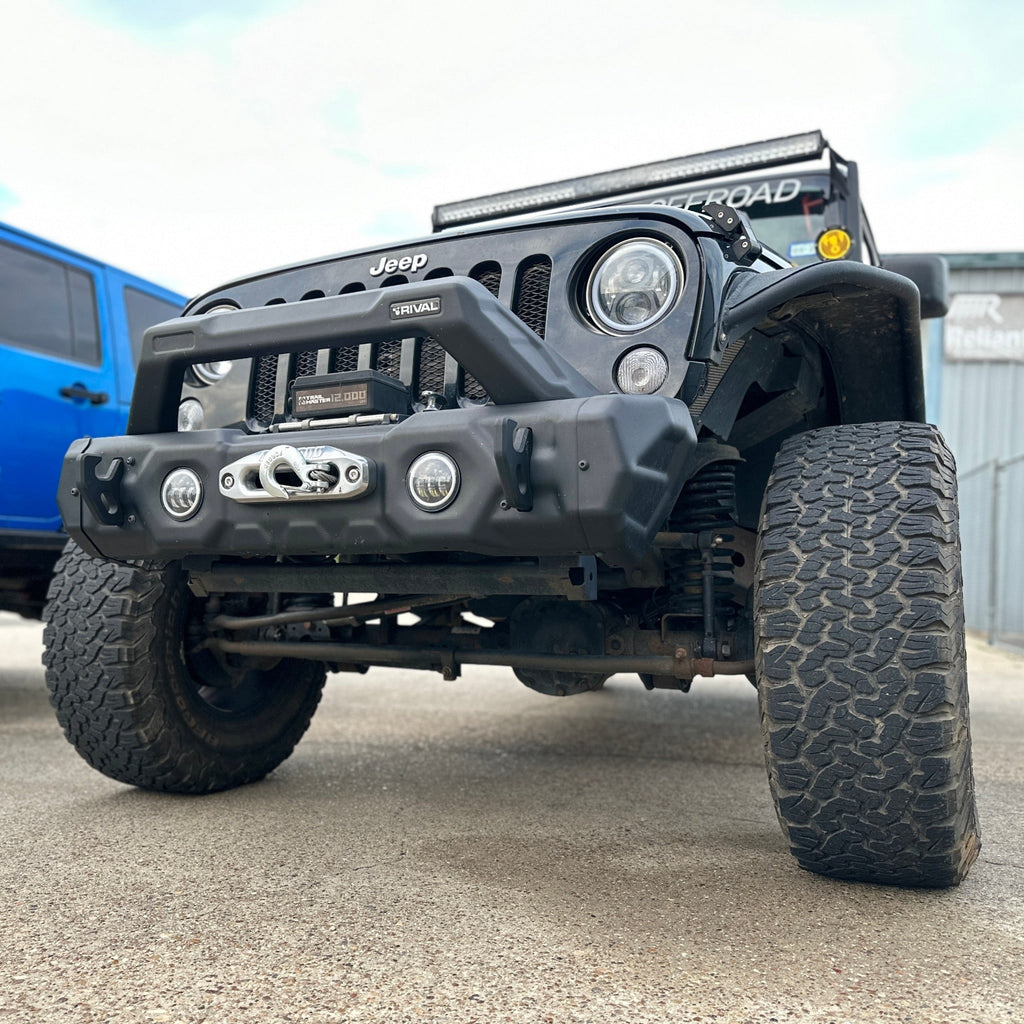 RIVAL Gen2 Front Stamped Steel Stubby Bumper 2018-2025 Jeep Wrangler JL including 392 | 2007-2018 Jeep Wrangler JK | 2020-2025 Jeep Gladiator including Mojave