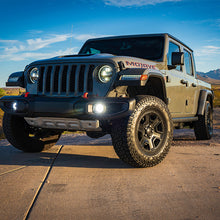 Load image into Gallery viewer, Jeep JL/JT NACHO Plug N Play Fog Kit showing the secure fit with included mounting brackets.