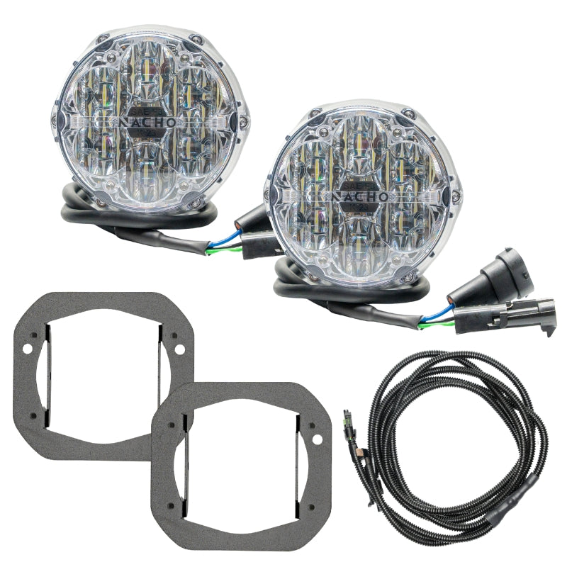 Jeep JL/JT NACHO Plug N Play Fog Kit showcasing easy installation with OEM connectors.