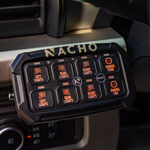 Load image into Gallery viewer, Close-up of NACHO Switch System featuring RGB backlighting on the switch buttons.