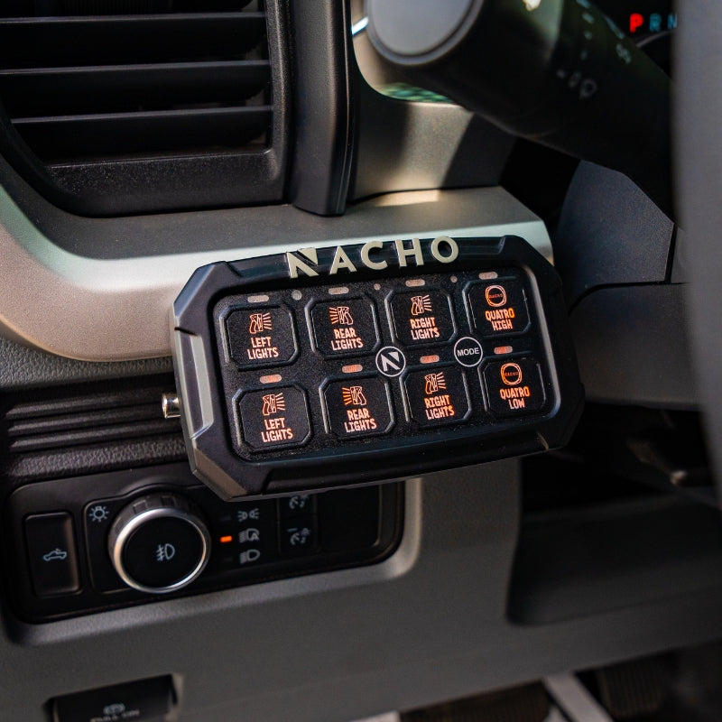 Installation setup of the NACHO Switch System in an off-road vehicle, highlighting rugged durability.