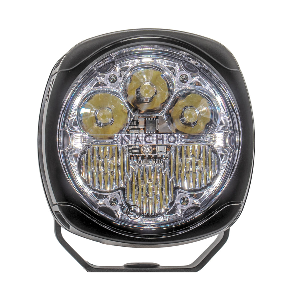 NACHO Quatro Off-Road light in action, showing its three selectable modes.