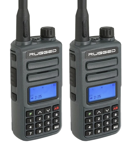 2 PACK - GMR2 Handheld GMRS FRS Radio pair - By Rugged Radios - Grey