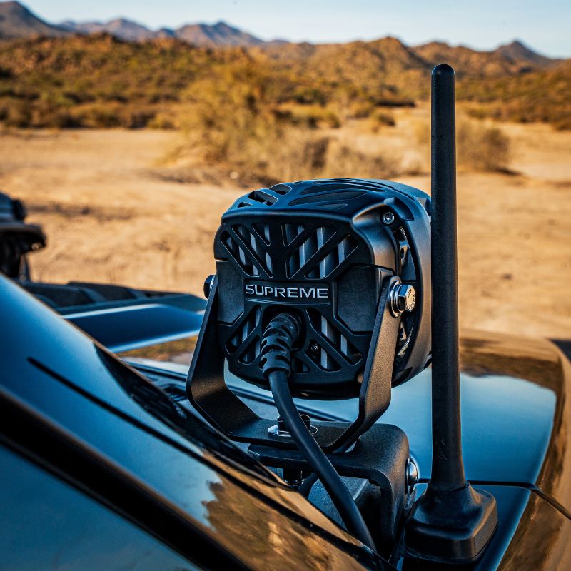 Nighttime offroad scene featuring NACHO Supreme lights for enhanced visibility.