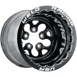 Weld Alpha-1 15X14 5x4.75 BP 1in BS Black Wheel - Black Double Beadlock MT