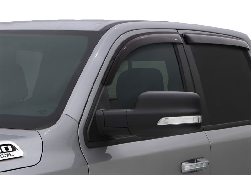 AVS Ventvisor smoke window deflectors installed on 2019 Ram 1500 Crew Cab, outside mount front and rear set of 4