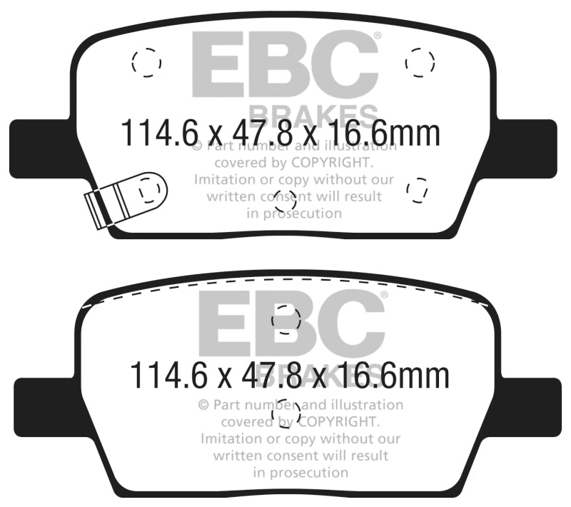 EBC 2016+ Cadillac CT6 2.0L Turbo Yellowstuff Rear Brake Pads