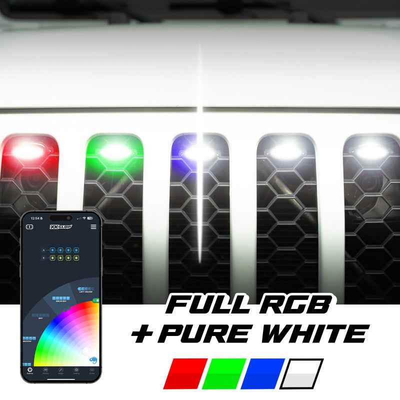 XK Glow XKmax Pre-Runner Style RGBW LED Grill Pods - 7pc