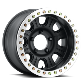 Raceline RT231 Monster 17x8.5in/5x127 BP/0mm Offset/83.82mm Bore - Black & MACH. Ring Beadlock Wheel