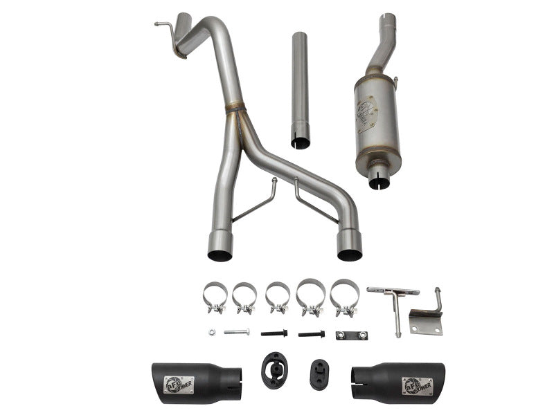 aFe Rebel Series CB 2.5in Dual Center Exit SS Exhaust w/ Black Tips 07-15 Jeep Wrangler 3.6L/3.8L V6