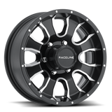 Raceline 860M Mamba 16x6in / 8x165.1 BP / 0mm Offset / 4.90mm Bore - Black & Machined Wheel