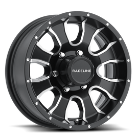 Raceline 860M Mamba 15x5in / 5x114.3 BP / -0.125mm Offset / 3.190mm Bore - Black & Machined Wheel
