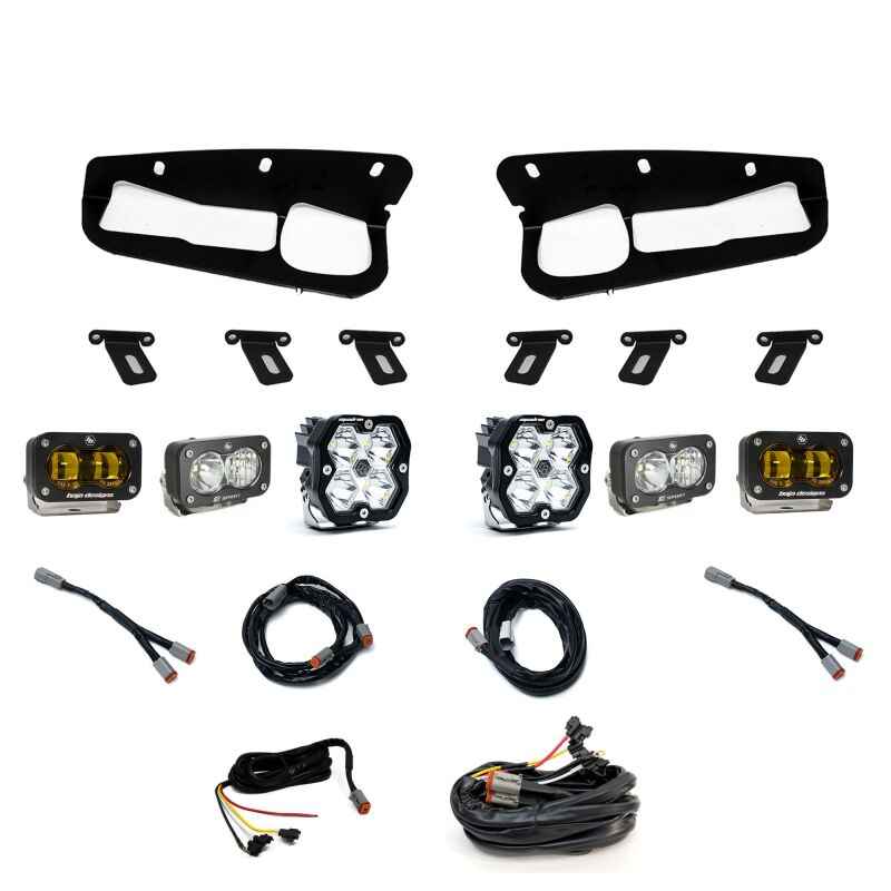 Baja Designs 21-25 Ford Bronco Squadron 2.0 Sport (Spot) & S2 Sprt D/C Clr /S2 SAE Ambr ST Bmpr w/UP