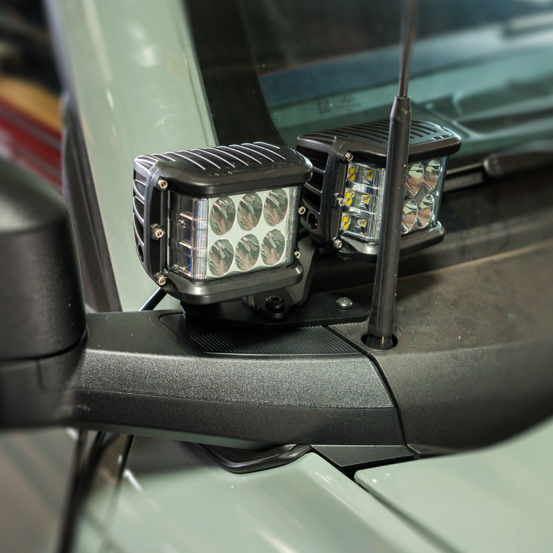 Cali Raised 2021+ Ford Raptor Ditch Light Mount Kit - 2 3X2 18W Led Pods/2 3X2 18W Amber Led Pods