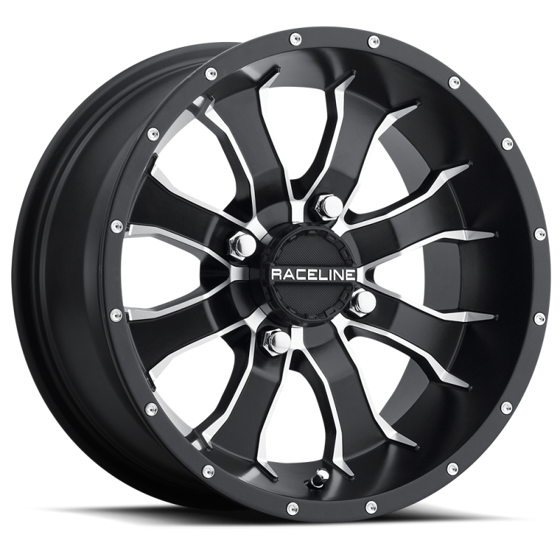 Raceline A77 Mamba 15x7in / 4x137 BP / 10mm Offset / 110.2mm Bore - Black & Machined Wheel