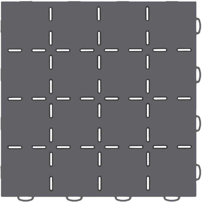 WeatherTech TechFloor 12in x 12in Solid Floor Tile w/ Raised Squares - Dark Grey