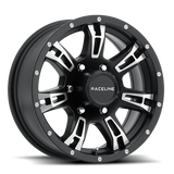 Raceline 840 Arsenal 16x6in / 8x165.1 BP / 0mm Offset / 4.90mm Bore - Black & Machined Wheel