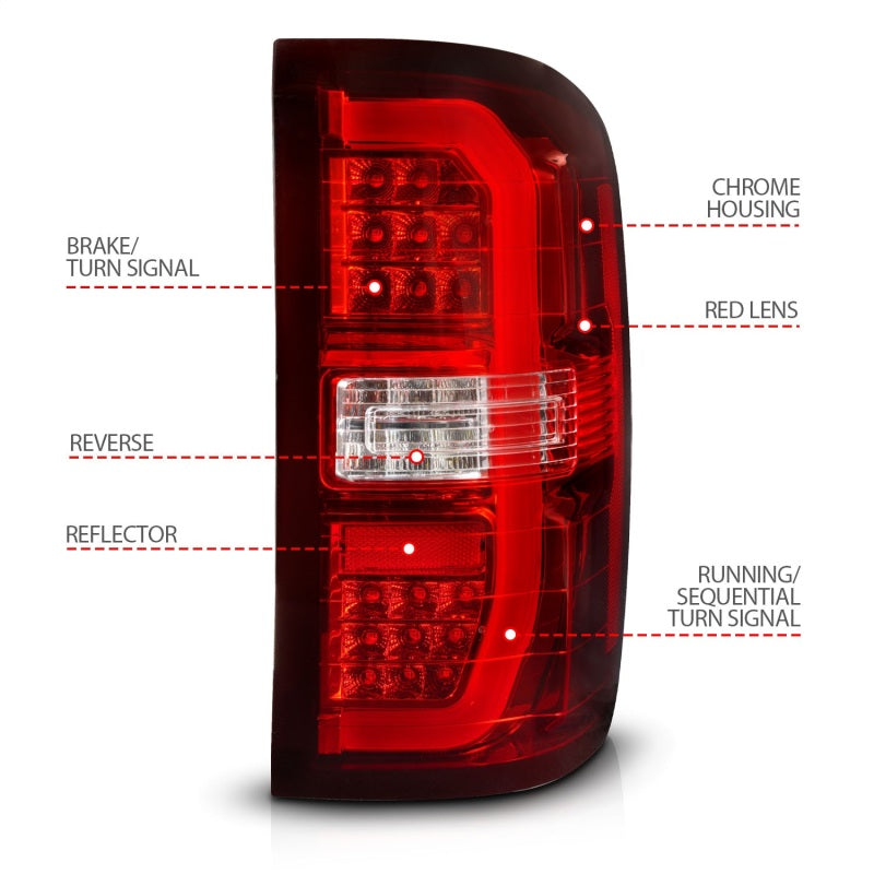 ANZO 14-18 GMC Sierra 1500 LED Taillights Red/Clear